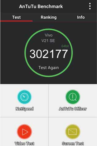 ارقام فيفو v21 على منصة اختبار الأداء أنتوتو